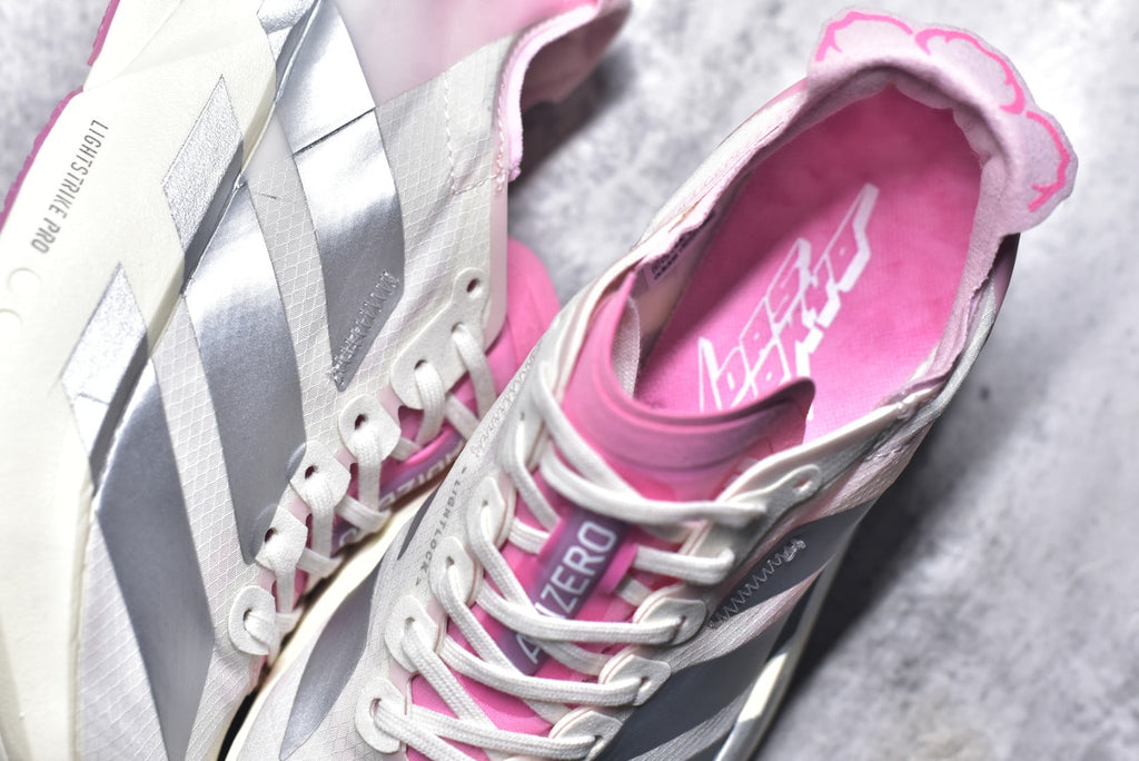 Adidas Adizero Adios Pro 4 — Cloud White / Silver Metallic / Pink